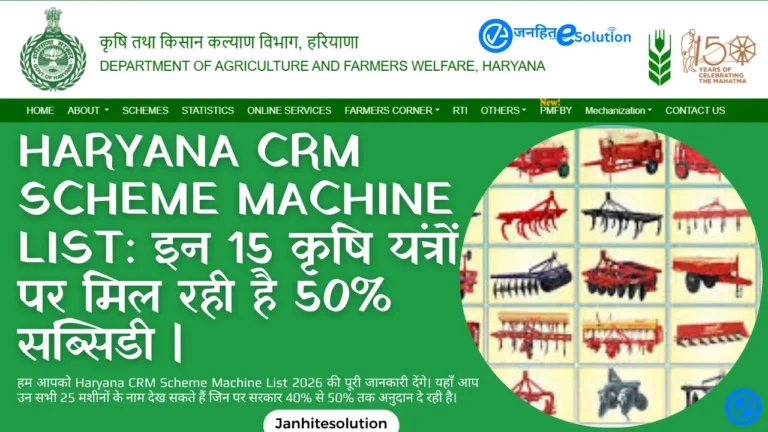 Haryana CRM Scheme Machine List 2026 - 15 approved agriculture machines for crop residue management