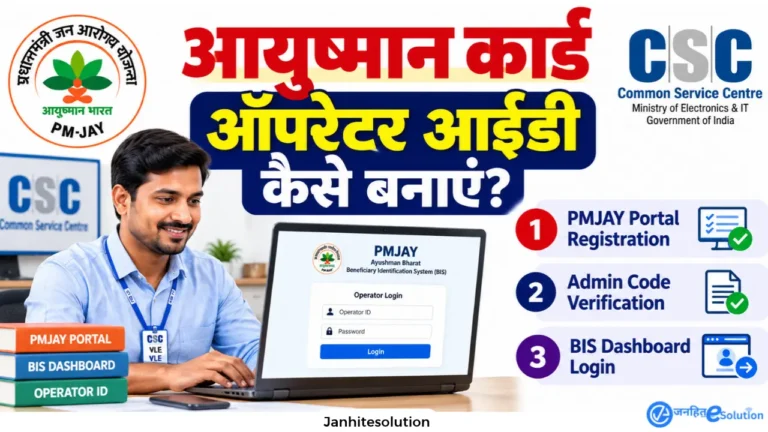 CSC VLE working on laptop for Ayushman Card Operator ID Registration on PMJAY BIS Portal