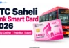 DTC Saheli Pink Smart Card 2026: Apply Online, Eligibility & Benefits DTC Saheli Pink Smart Card NCMC overlapping a red DTC bus for free women's travel in Delhi